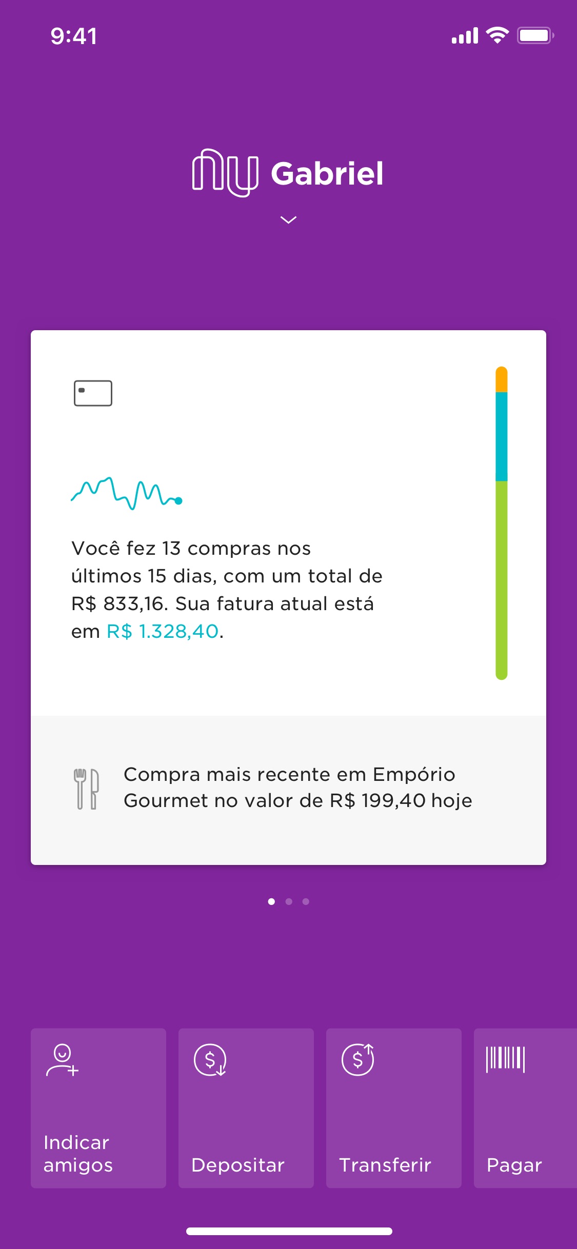 Screenshot do app Nubank