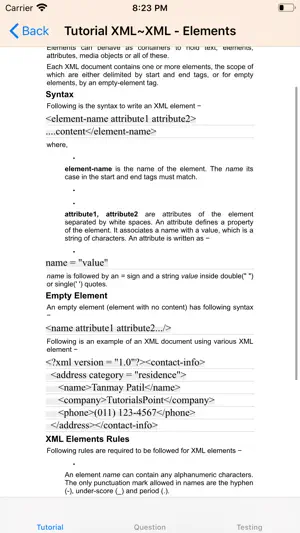 Tutorial for XML screenshot 2