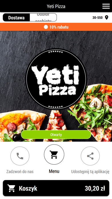 Yeti Pizza app screenshot