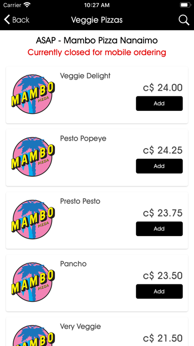 Mambo Gourmet Pizza Screenshot