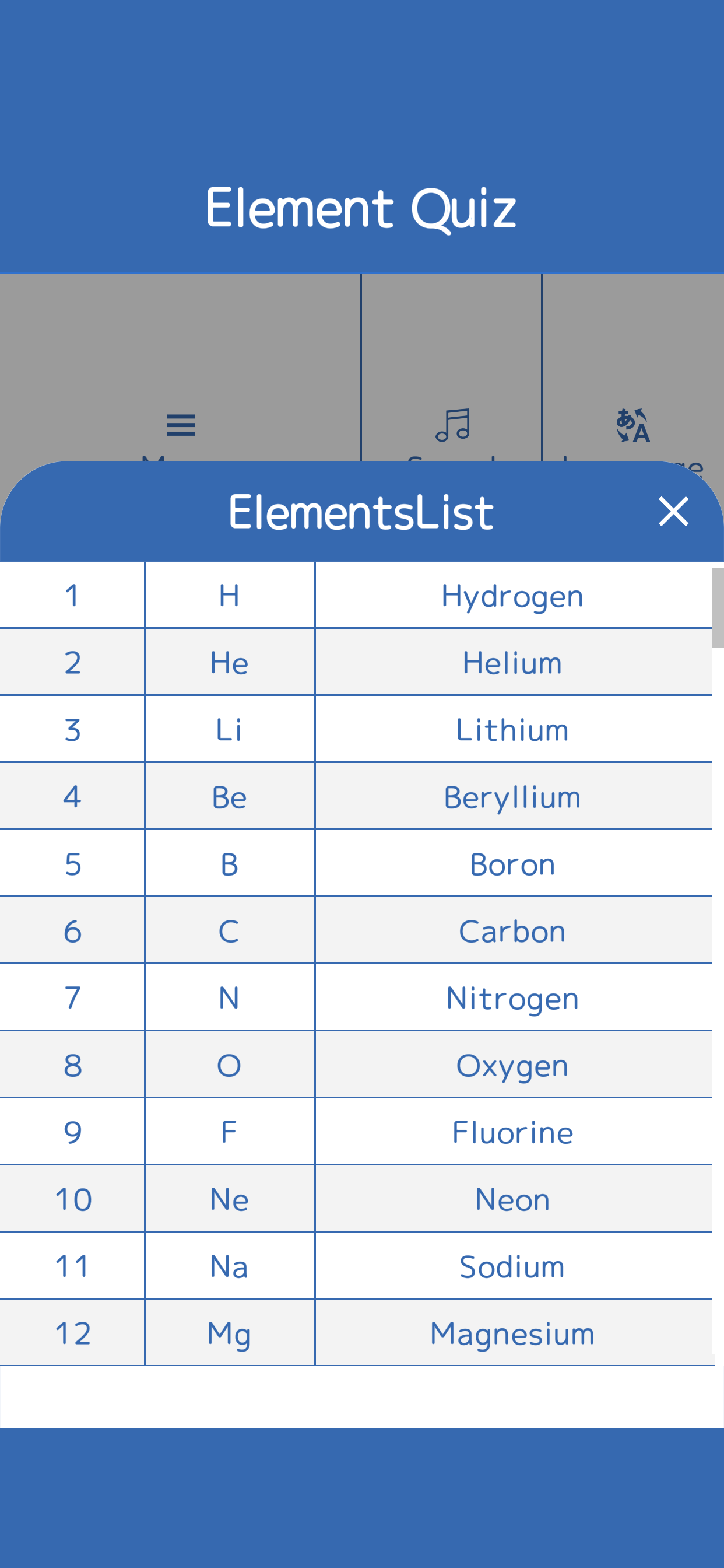 Element Symbol Quiz