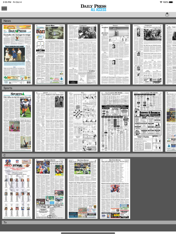 The Daily Press All Access iPad screenshot