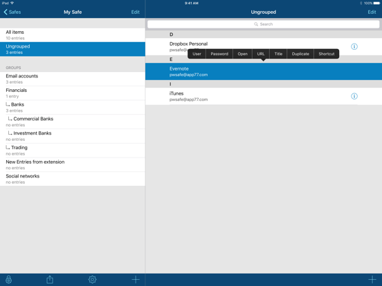 pwSafe 2 - Password Safe iPad app afbeelding 3