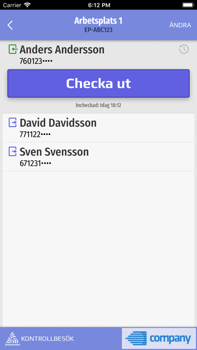 ep-liggare Personalliggare Screenshot