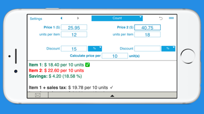 Unit Price Comparison Screenshot