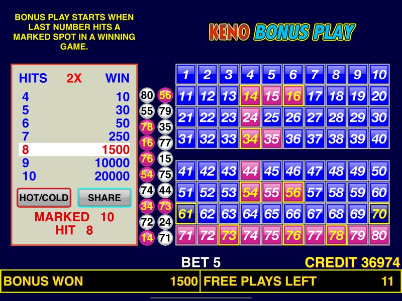 Keno Bonus Play screenshot 8