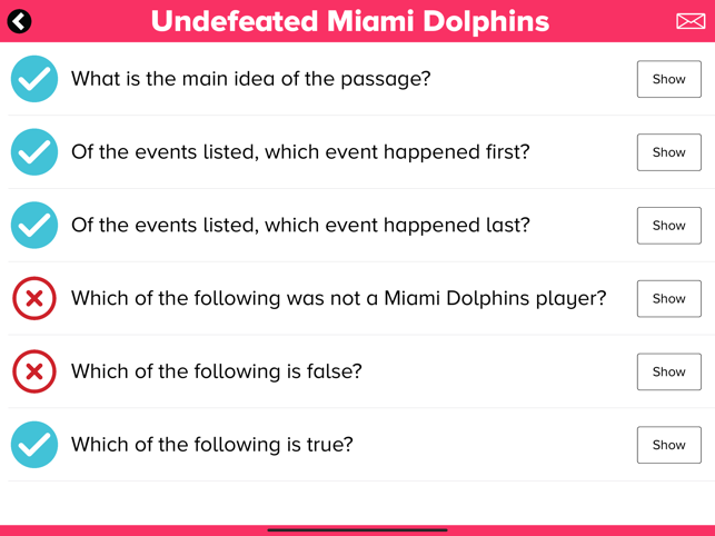 ‎Sports Reading Comprehension Screenshot