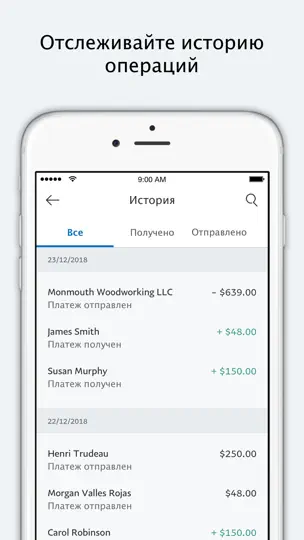 Скриншот PayPal Business на iPhone 2
