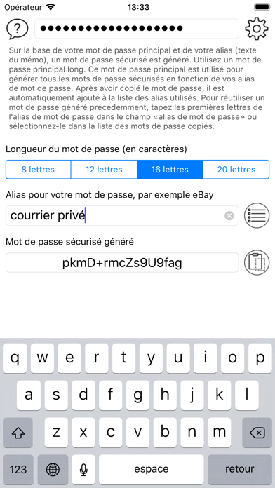 Screenshot #1 pour Générateur de mot de passe.#