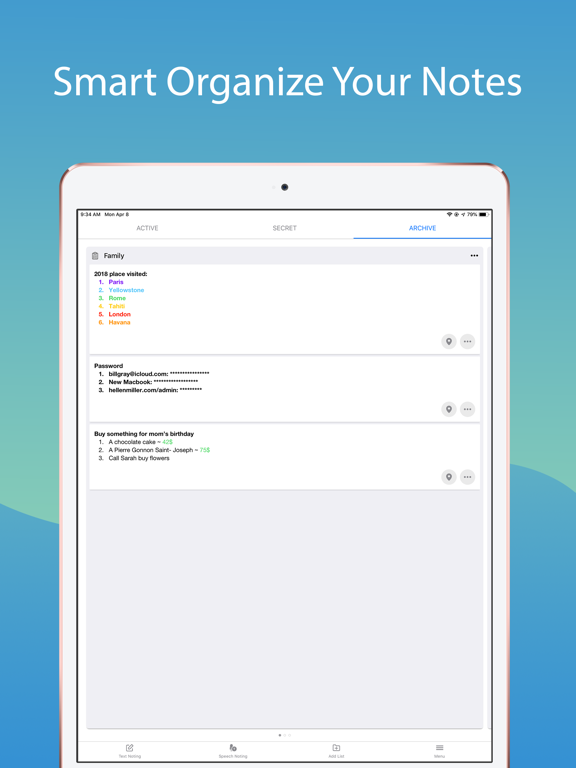 Safenotes - Secret Note Taking iPad screenshot 4 - Productivity app