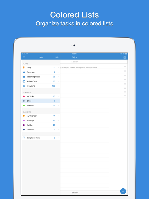 gTasks for Google Tasks iPad screenshot 4 - Productivity app