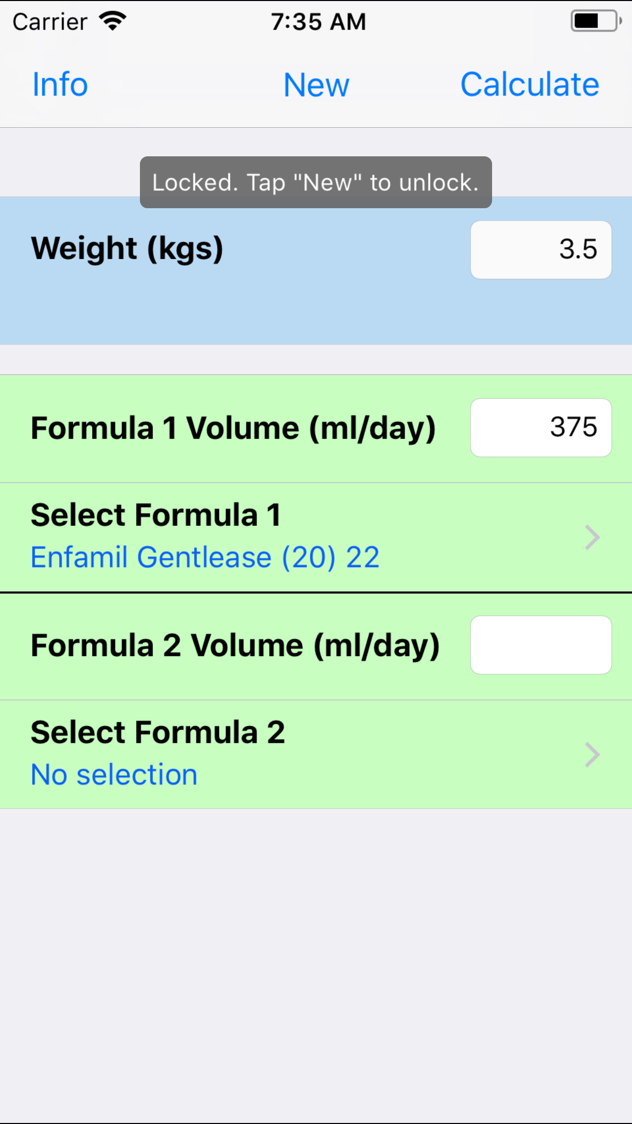 Infant Nutrition Calculator