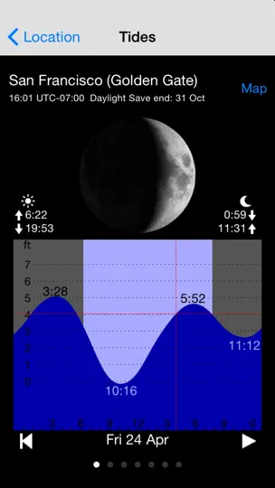 Captura de pantalla de Tide Table Chart en iPhone 4