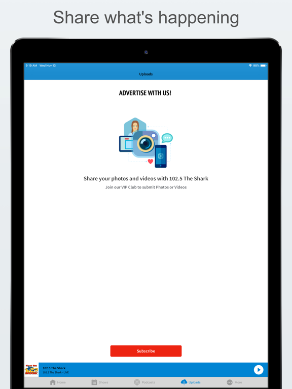 102.5 The Shark iPad screenshot 5 - Music app