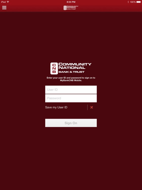 MyBankCNB Mobile for iPad