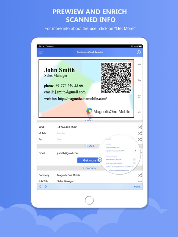 Business Card Reader 4 GSheets iPad screenshot 6 - Business app