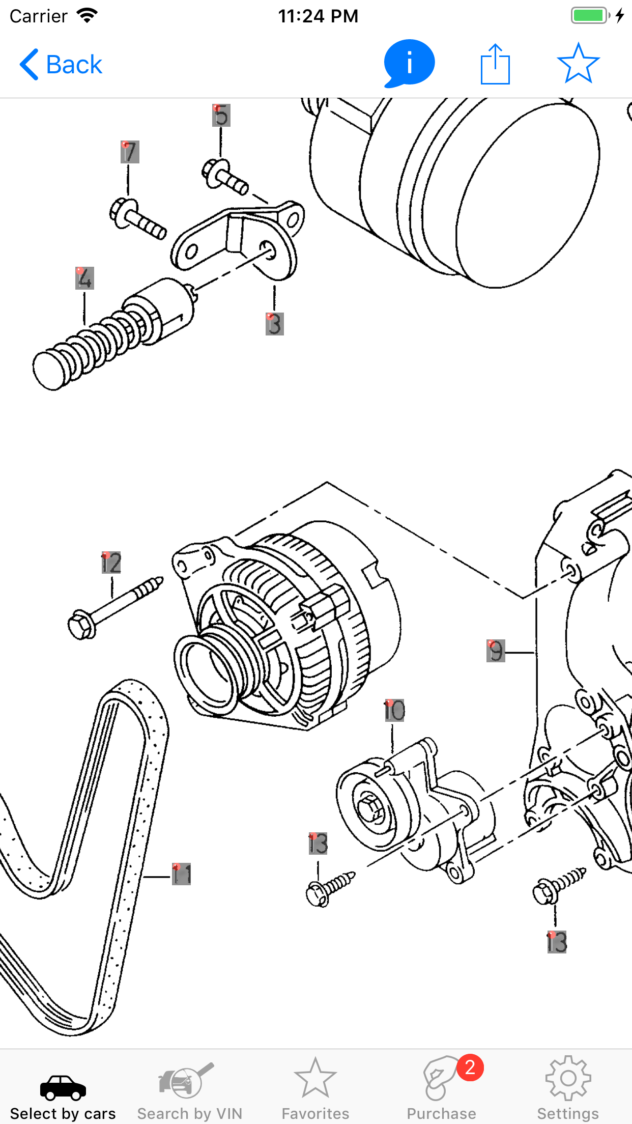 Seat parts and diagrams