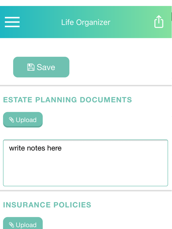 Screenshot #6 pour Life Organizer & Estate Plan
