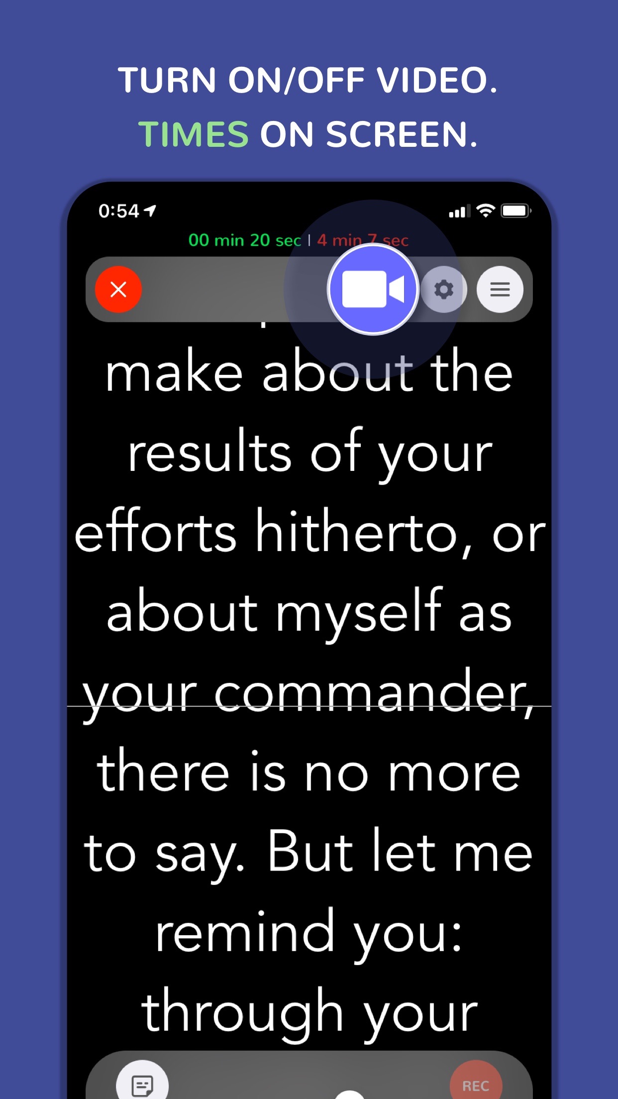 Screenshot do app Teleprompter Pro · Prof Hornet