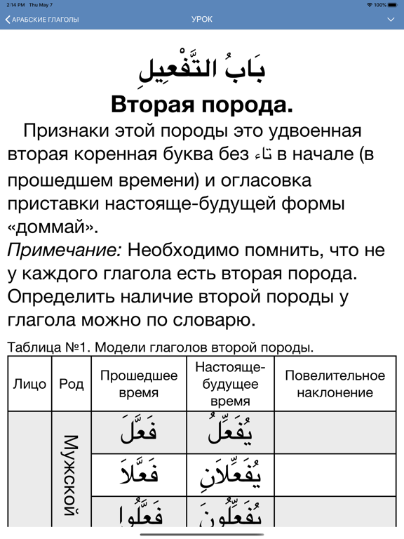 Арабские глаголы iPad screenshot