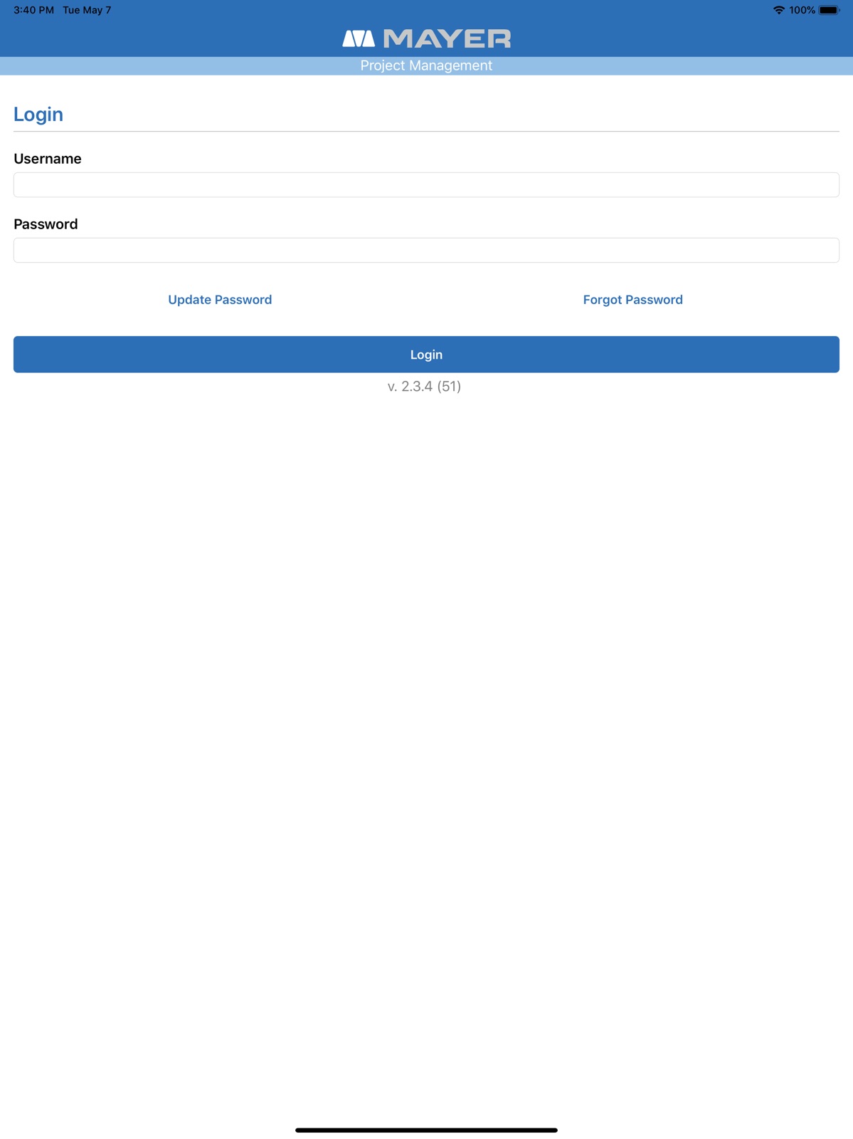 Mayer Project Management ipad screenshot 1