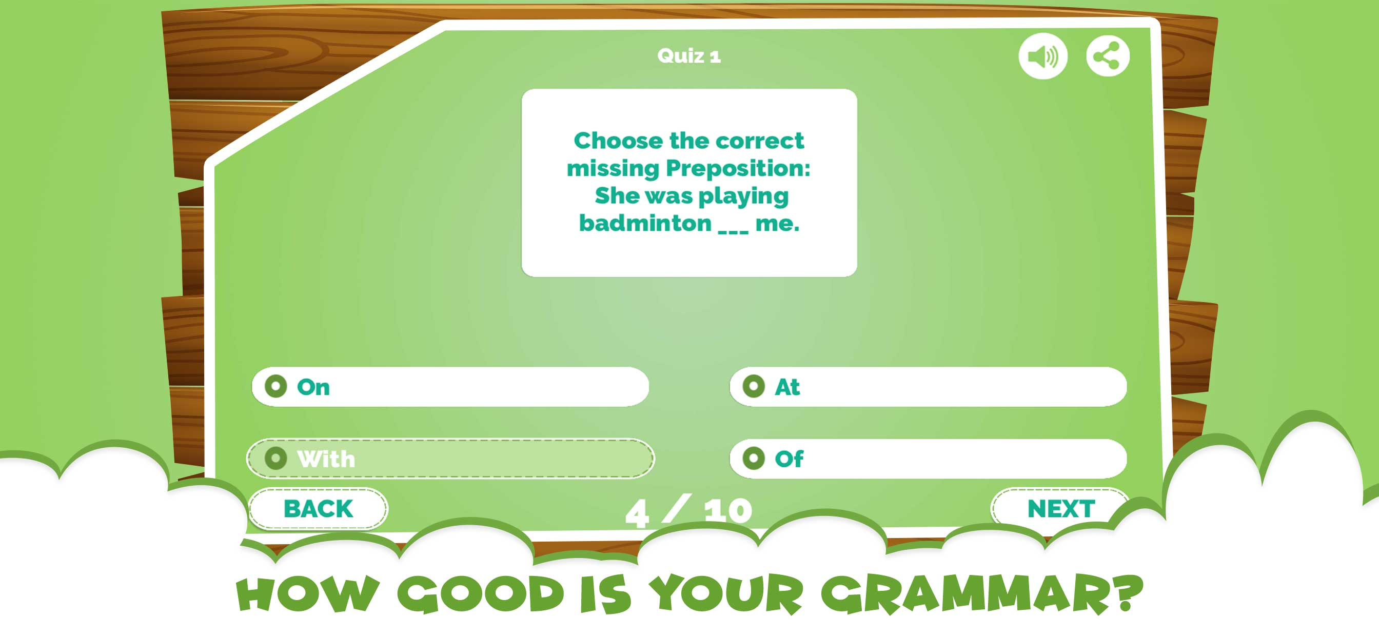 Learning Prepositions Quiz App