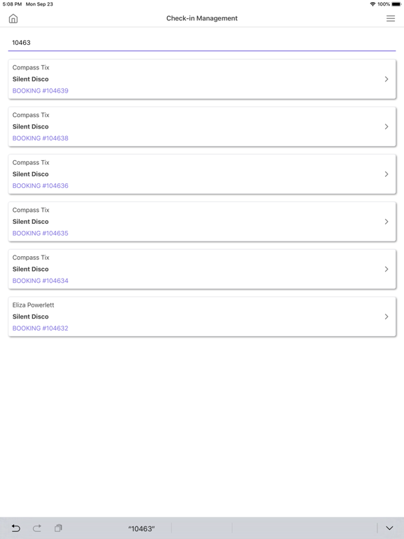 CompassTix Usher iPad screenshot