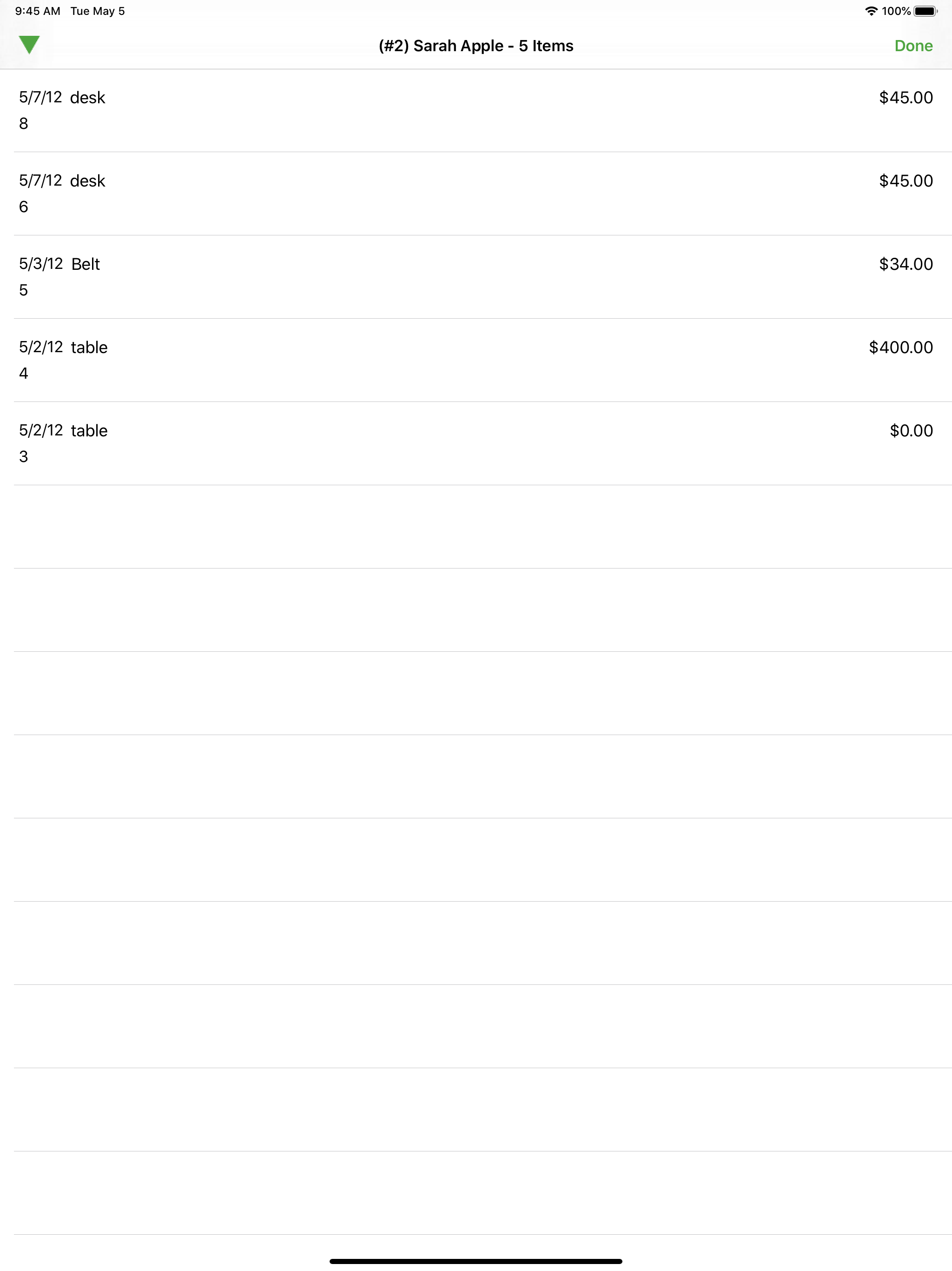 Liberty Item Entry