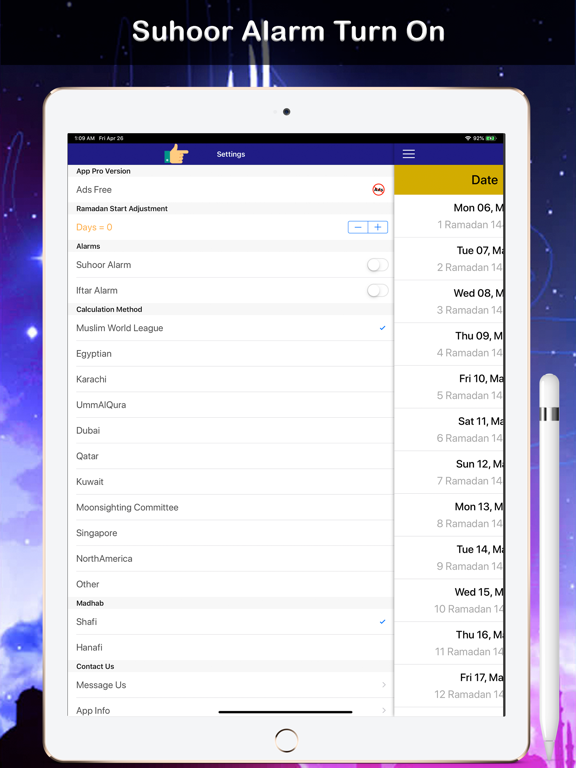 Ramadan Calendar تقويم رمضان iPad screenshot