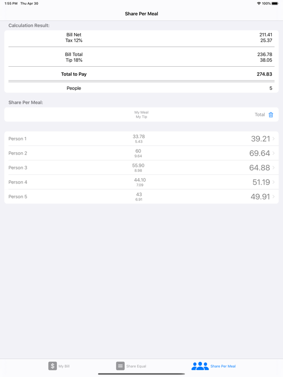 Tip and Split iPad screenshot 9 - Food & Drink app