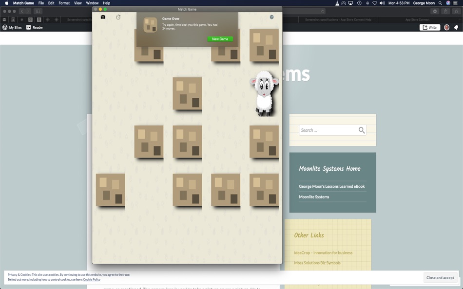 #6. Match Game allowing User Cards (macOS) By: George Moon
