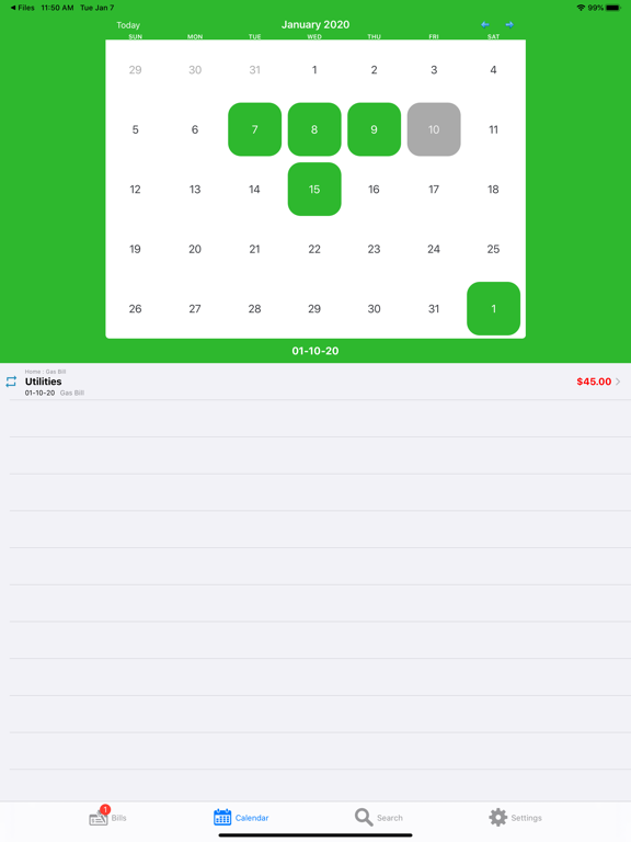 myBill$ Lite iPad screenshot 6 - Finance app