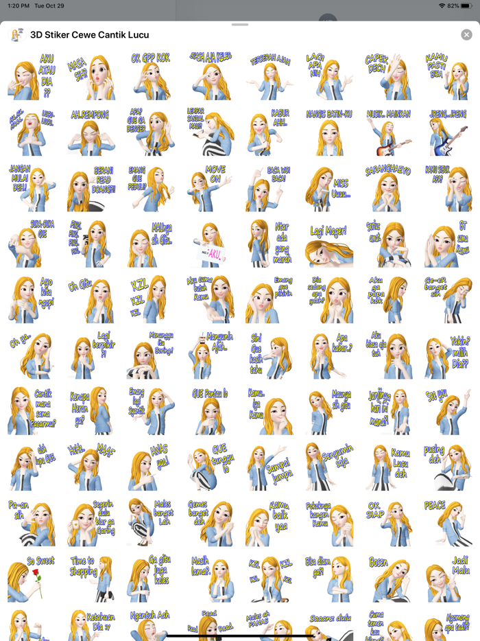 3D Stiker Cewe Cantik Lucu