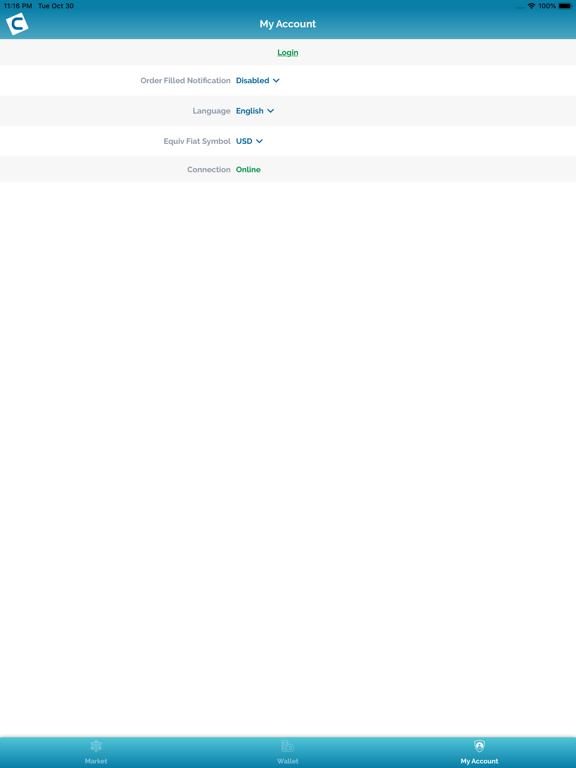 Coinut iPad screenshot 10 - Finance app