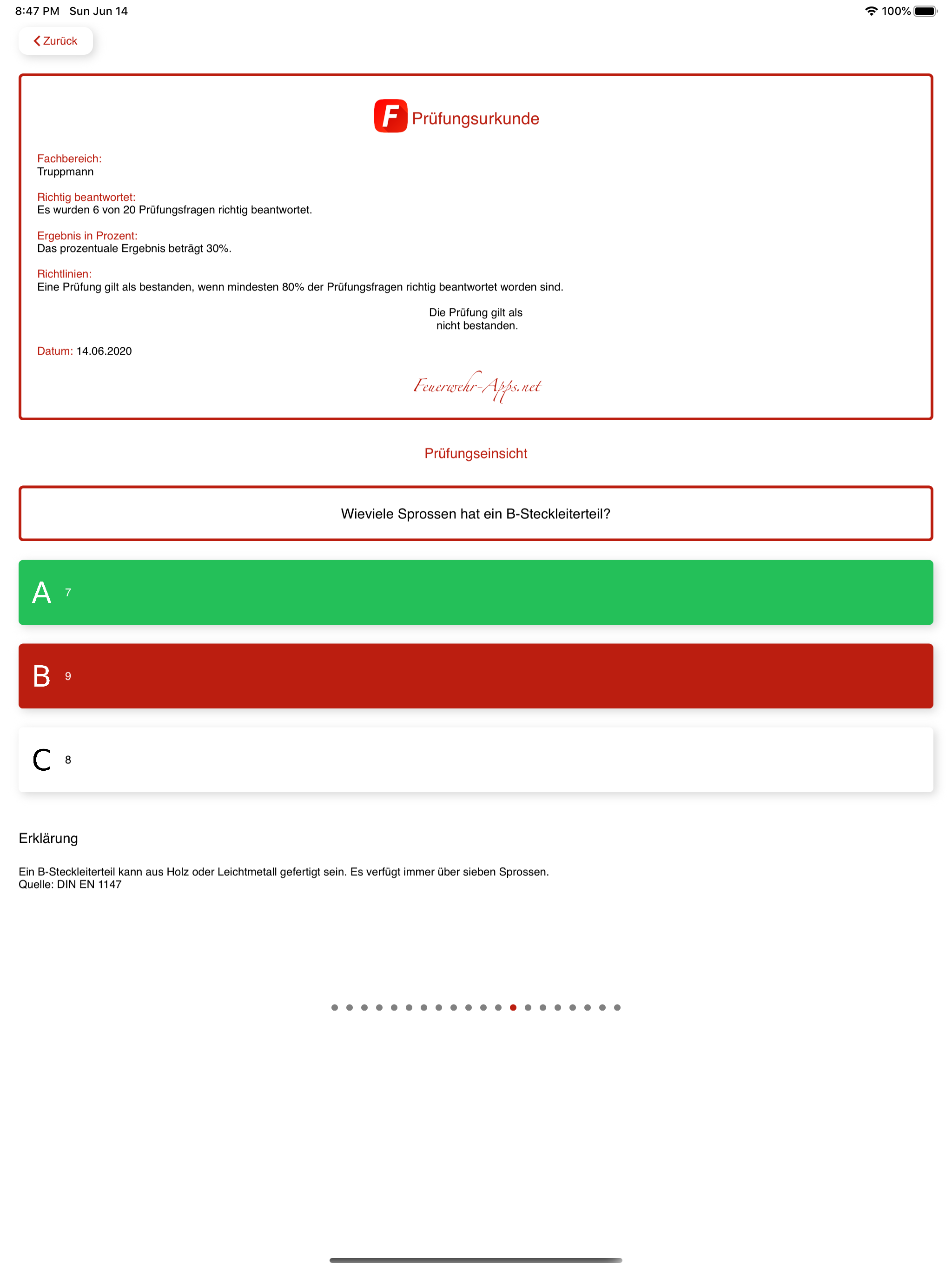 Feuerwehr Prüfungshilfe