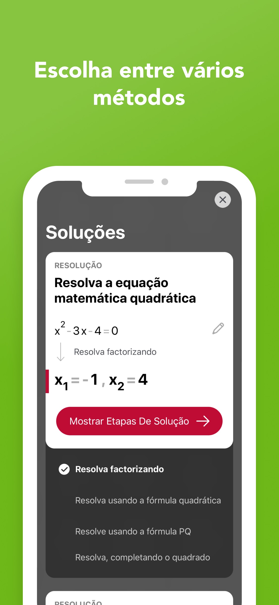 Screenshot do app Photomath