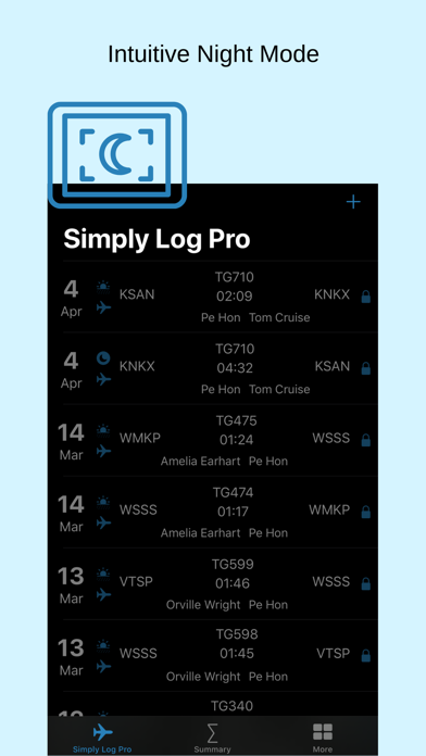 SimplyLog – Pilot Logbook iPhone screenshot