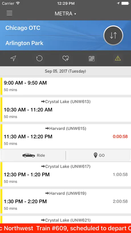onTime Metra, CTA