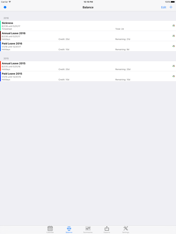 iAbsences iPad screenshot 2 - Productivity app
