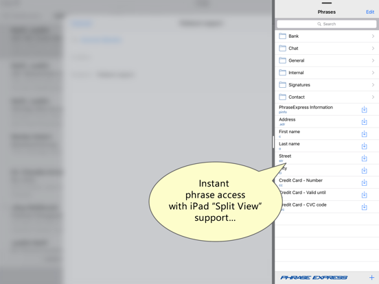 PhraseExpress iPad screenshot 4 - Productivity app