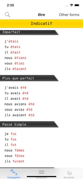 Game screenshot French verbs conjugation apk