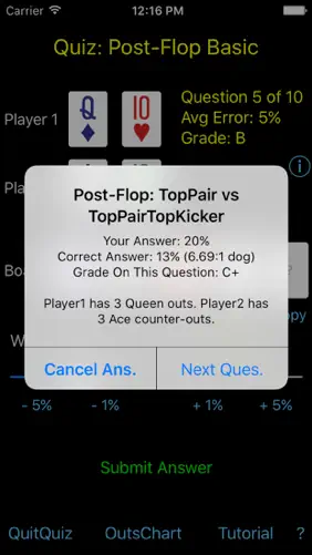 Hold'em Odds Quizzer screenshot 3