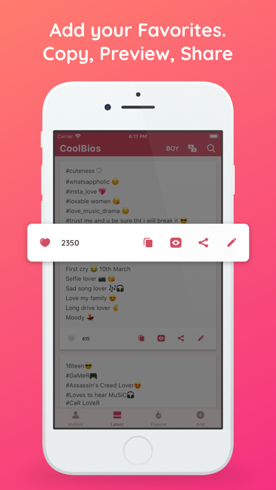 Screenshot #2 pour Cool Bio: Quote Caption for IG