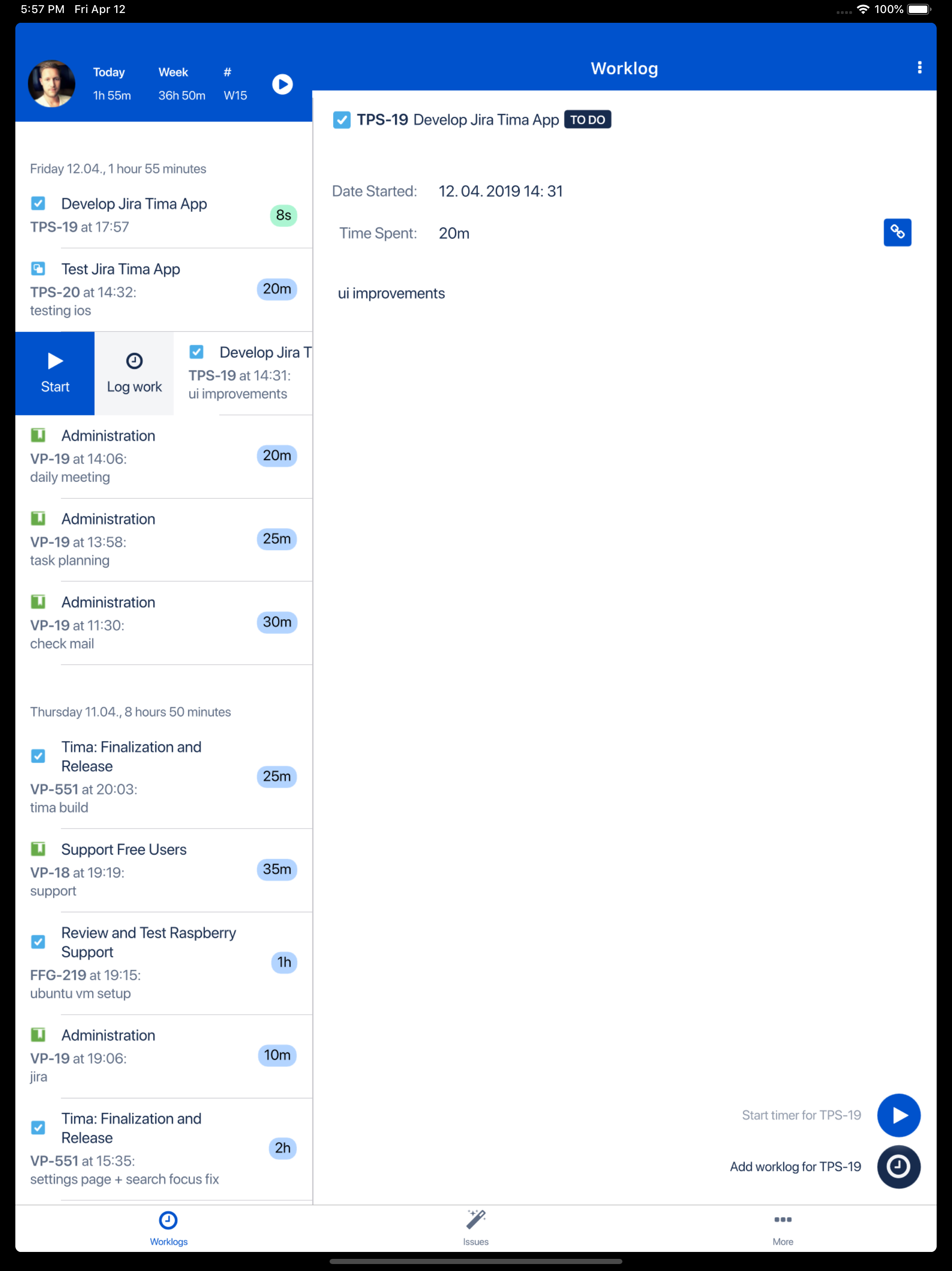 Tima - Jira Timer & Worklogs