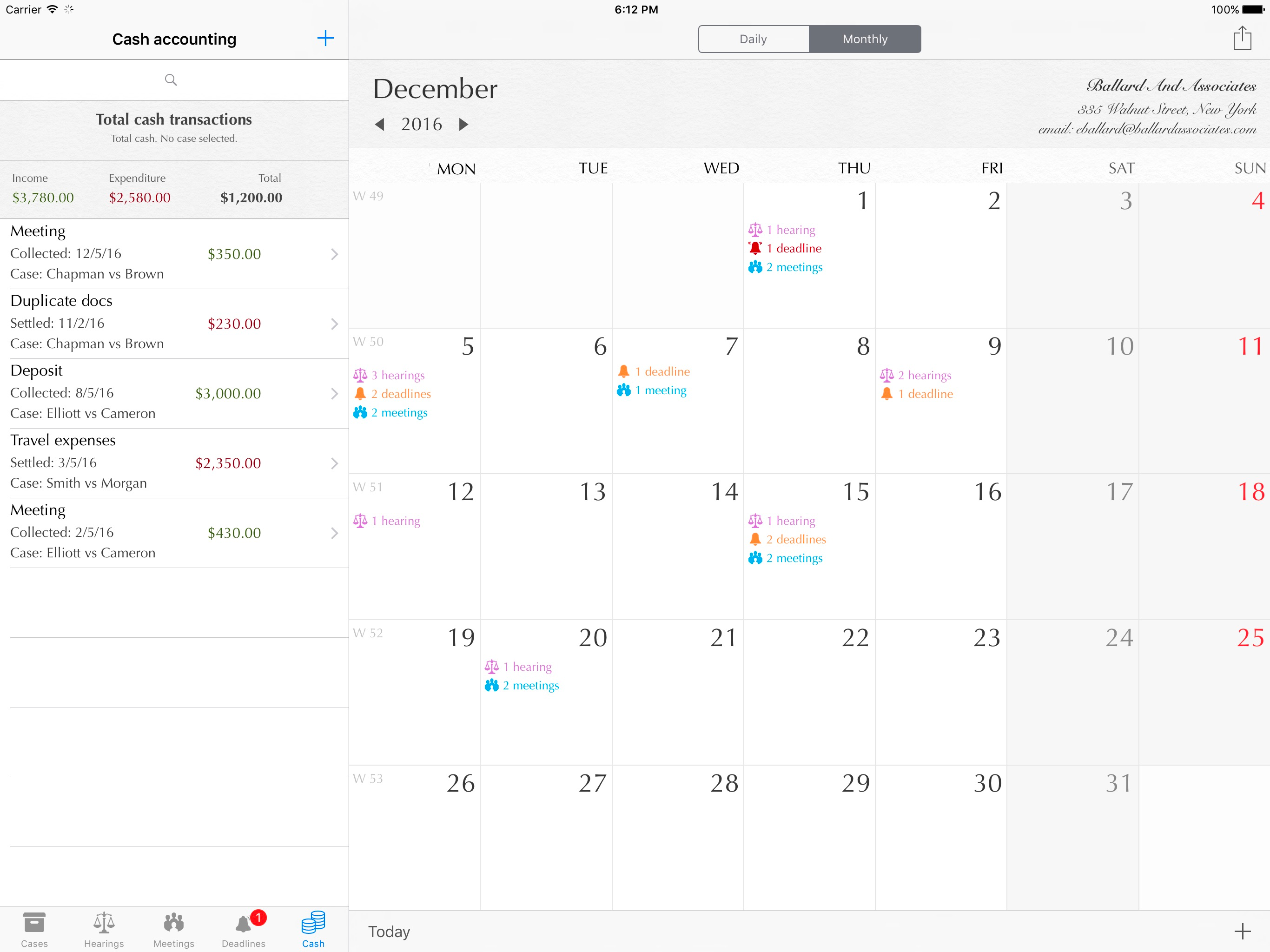 Lawyer's Planner screenshot 2