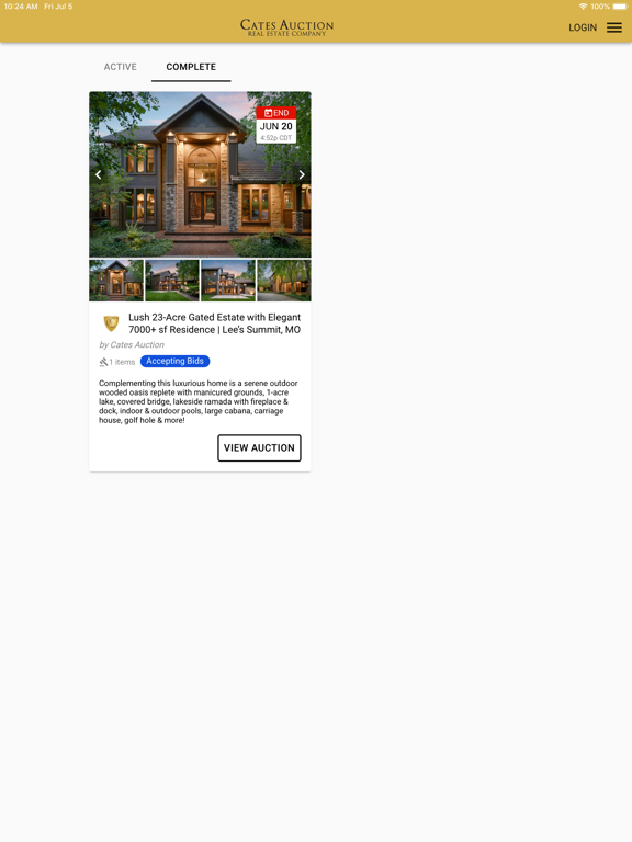 Cates Auction iPad screenshot 3 - Business app