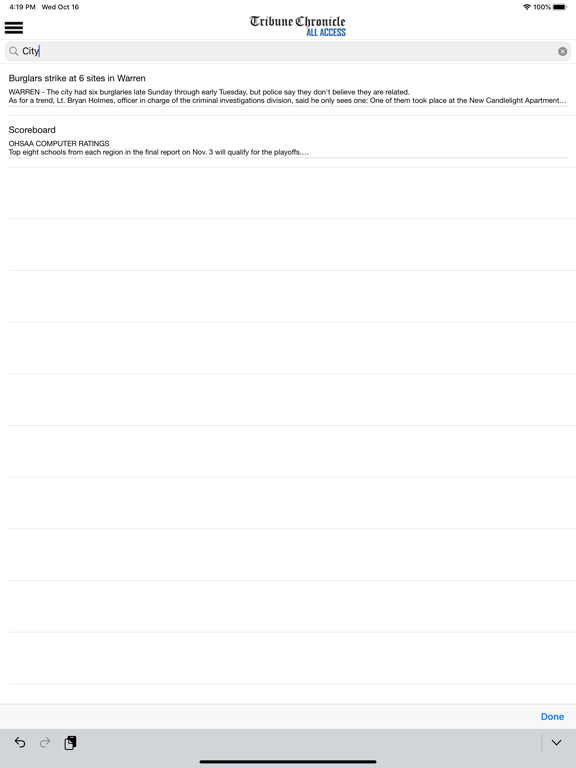 Tribune Chronicle All Access iPad screenshot
