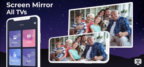 Smart View - Screen Mirroring - The app simplifies content sharing with its intuitive home screen menu and seamless mirroring of cherished family photos to any smart TV.