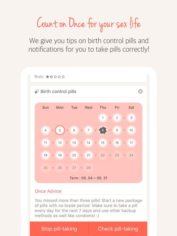 Once(A special period tracker) iPad screenshot