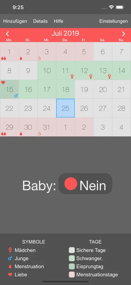 Fruchtbarkeit Kalender